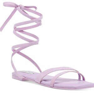 Steve Madden Garvan Lilac Leather Lace Up Flat Sandals Womens Size 9M NIB